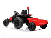 12 volts tracteur electrique  LUXE pour enfant avec remorque et telecommande rouge