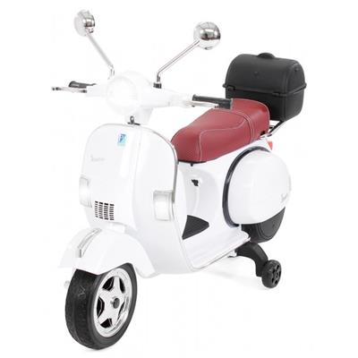 12 volts Vespa PX150 PIAGGIO Luxe scooter enfant electrique roues en gommes blanc