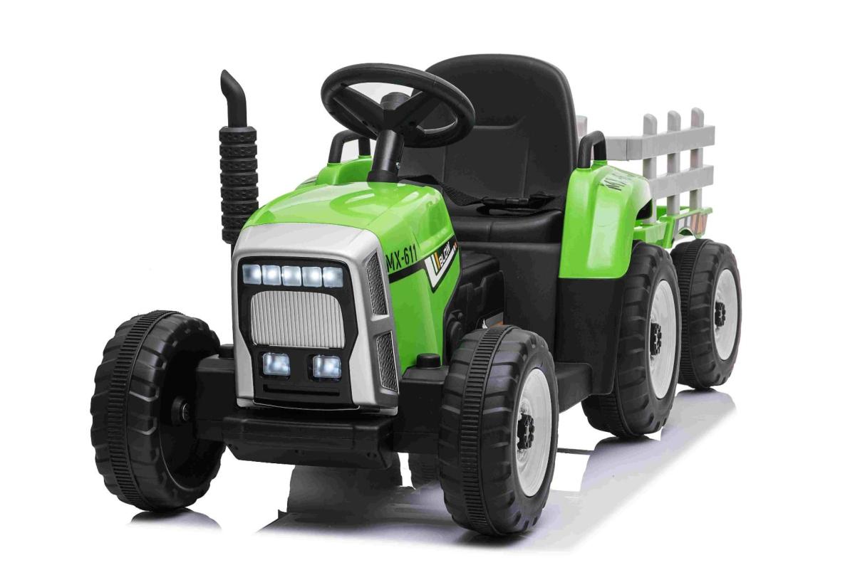 Tracteur enfant 110 cc vert avec sa remorque incluse semi automatique