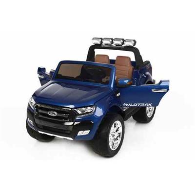 2x12 volts Ford Ranger XL bleu metal mp4 CUIR Marron 180 watts voiture enfant electrique