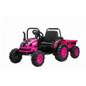 12 volts POWER tracteur electrique pour enfant avec remorque et telecommande rose