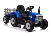 12 volts tracteur electrique  WORKER pour enfant avec remorque et telecommande bleu
