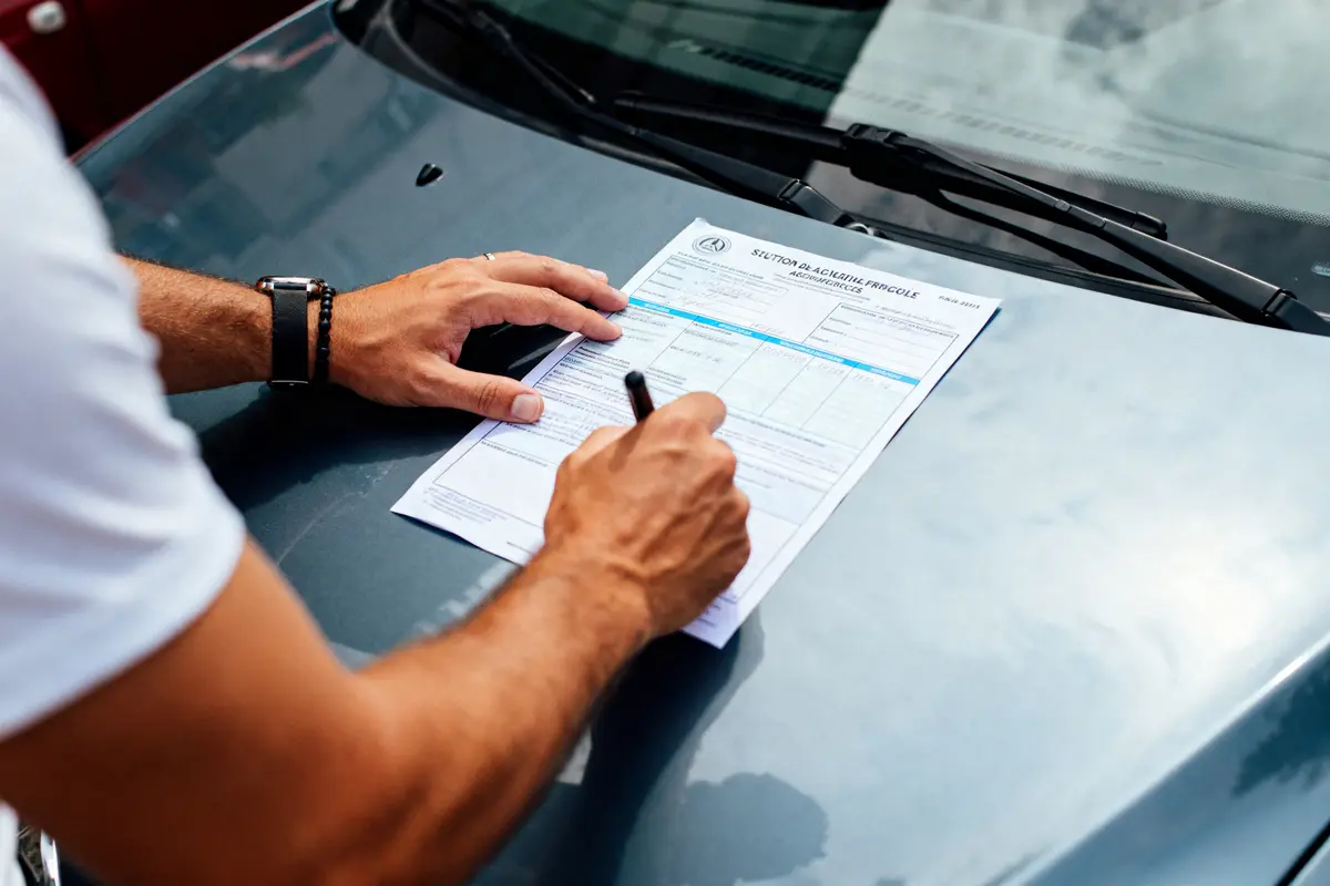 pexels-michal-pech-213601-757318 (1) Personne remplissant un document sur le capot d'une voiture pour savoir si elle est gagée