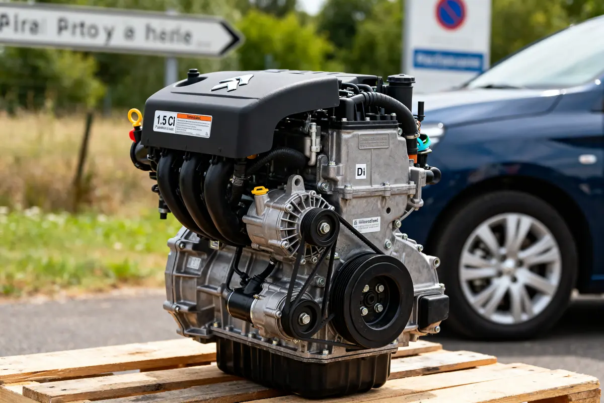 pexels-michal-pech-213601-757318 (1) Moteur 1.5 dCi sur palette en extérieur avec voiture en arrière-plan