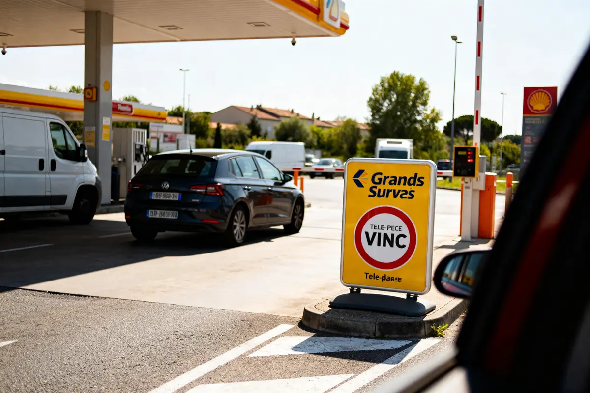 pexels-michal-pech-213601-757318 (1) Station-service avec panneau indiquant où acheter un badge télépéage Vinci en voiture